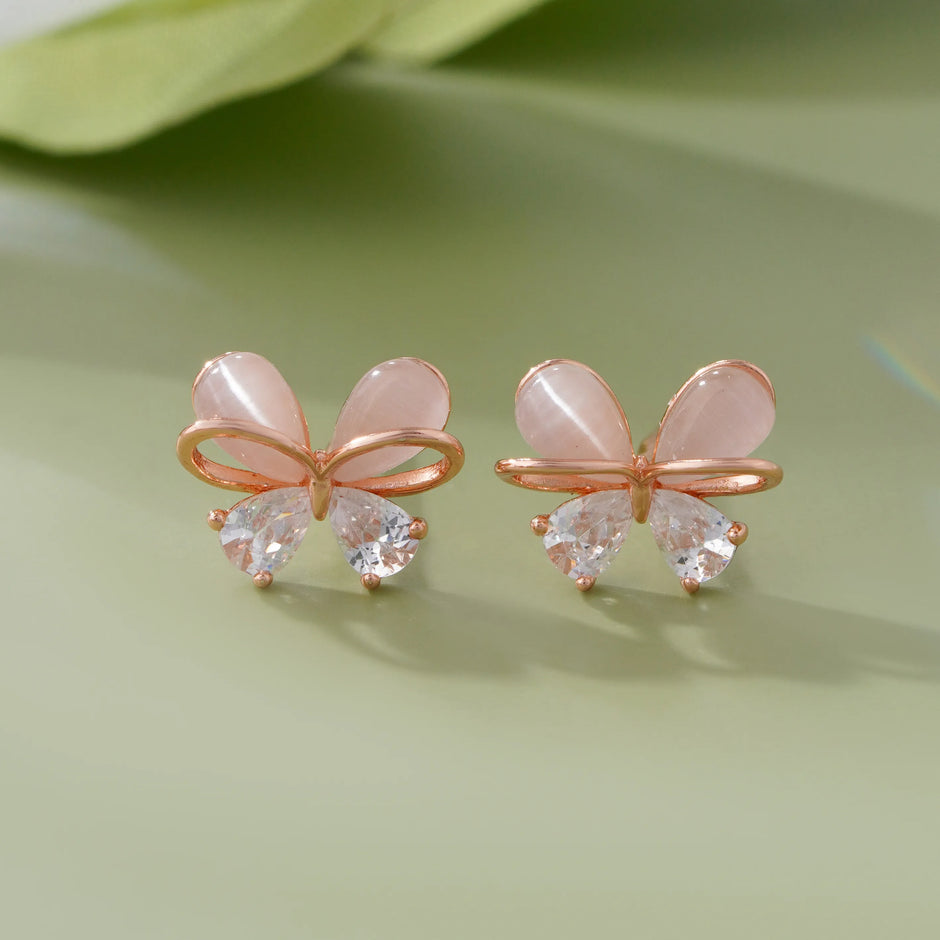 Butterfly rose gold silver earrings