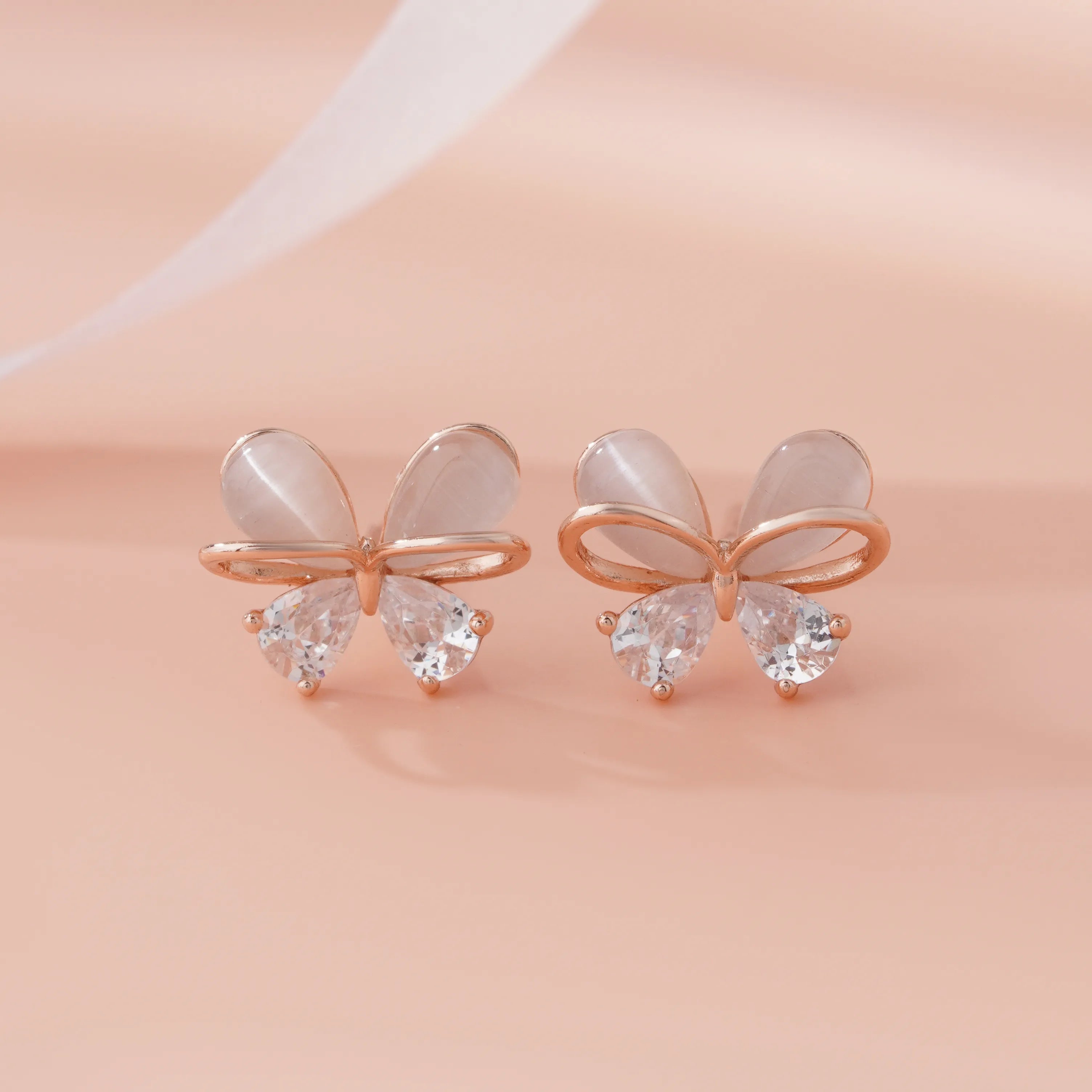 Butterfly rose gold silver earrings