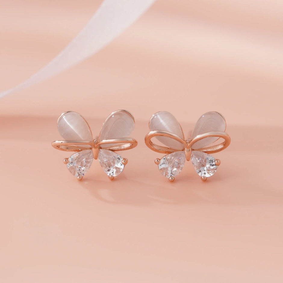 Butterfly rose gold silver earrings