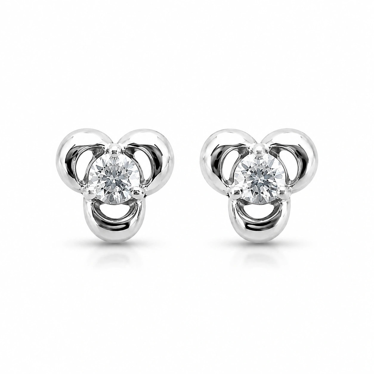 Bow Knot Diamond 925 Sterling Silver Stud Earrings for Women