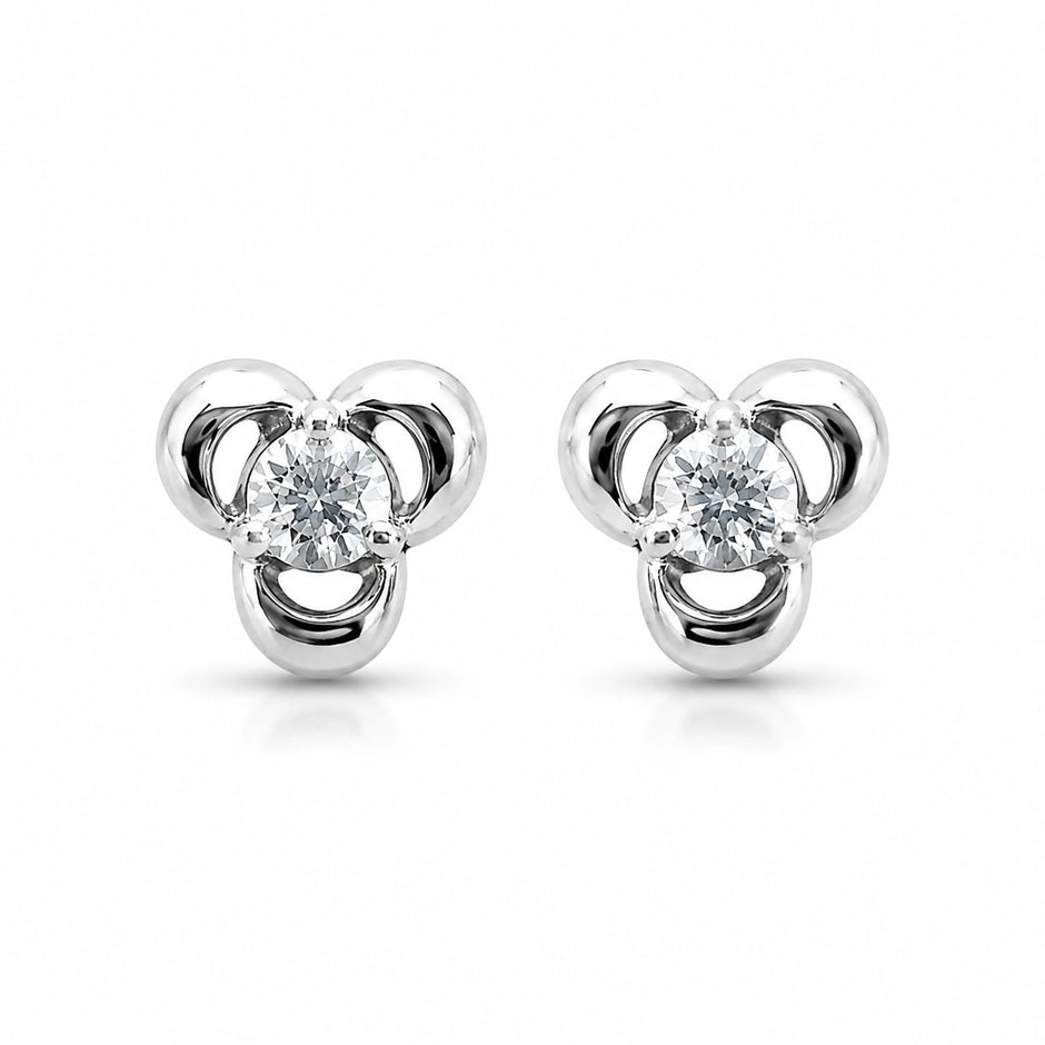 Bow Knot Diamond 925 Sterling Silver Stud Earrings for Women