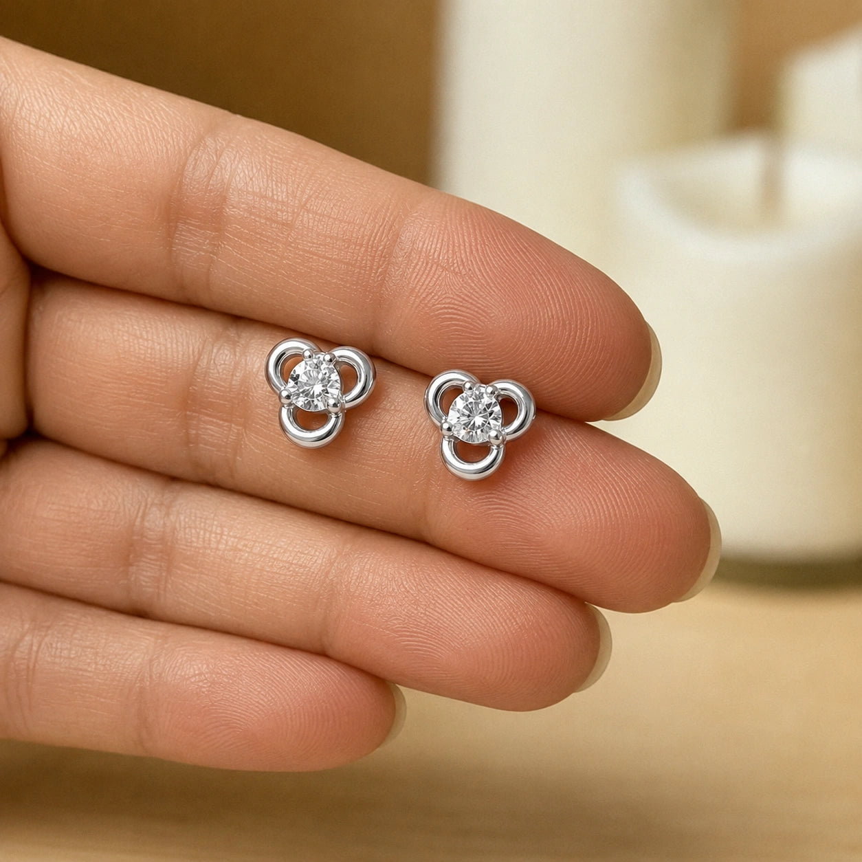Bow Knot Diamond 925 Sterling Silver Stud Earrings for Women