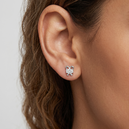 Cute Butterfly CZ Diamond 925 Sterling Silver Stud Earrings for Women