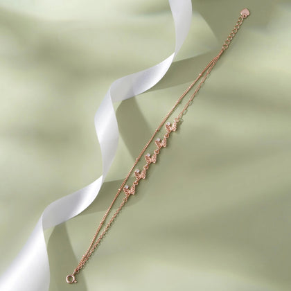Butterfly Charm Adjustable Rose Gold Bracelet for Women