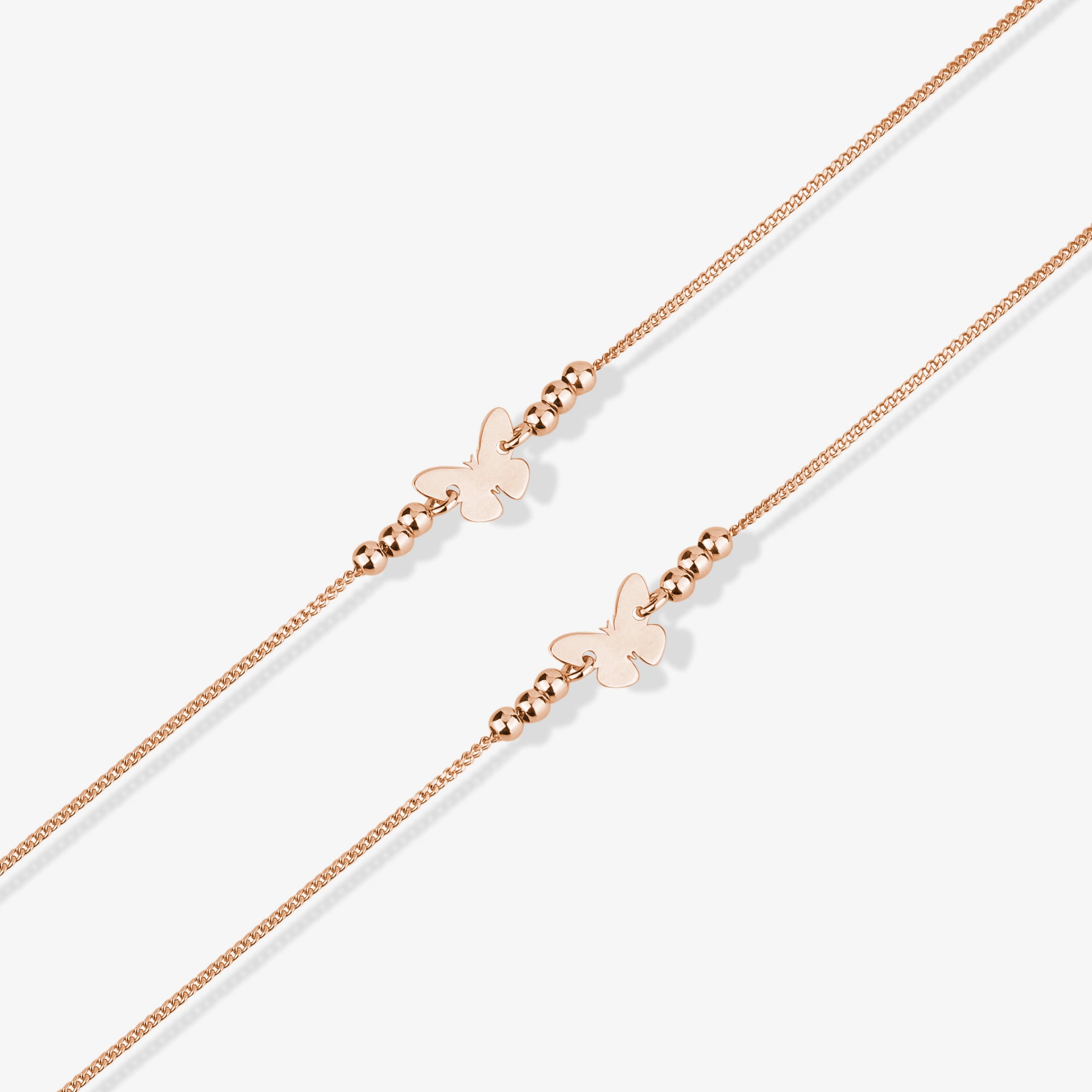 Butterfly Design Lucky Petal 925 Sterling Silver Rose Gold Anklet for Women