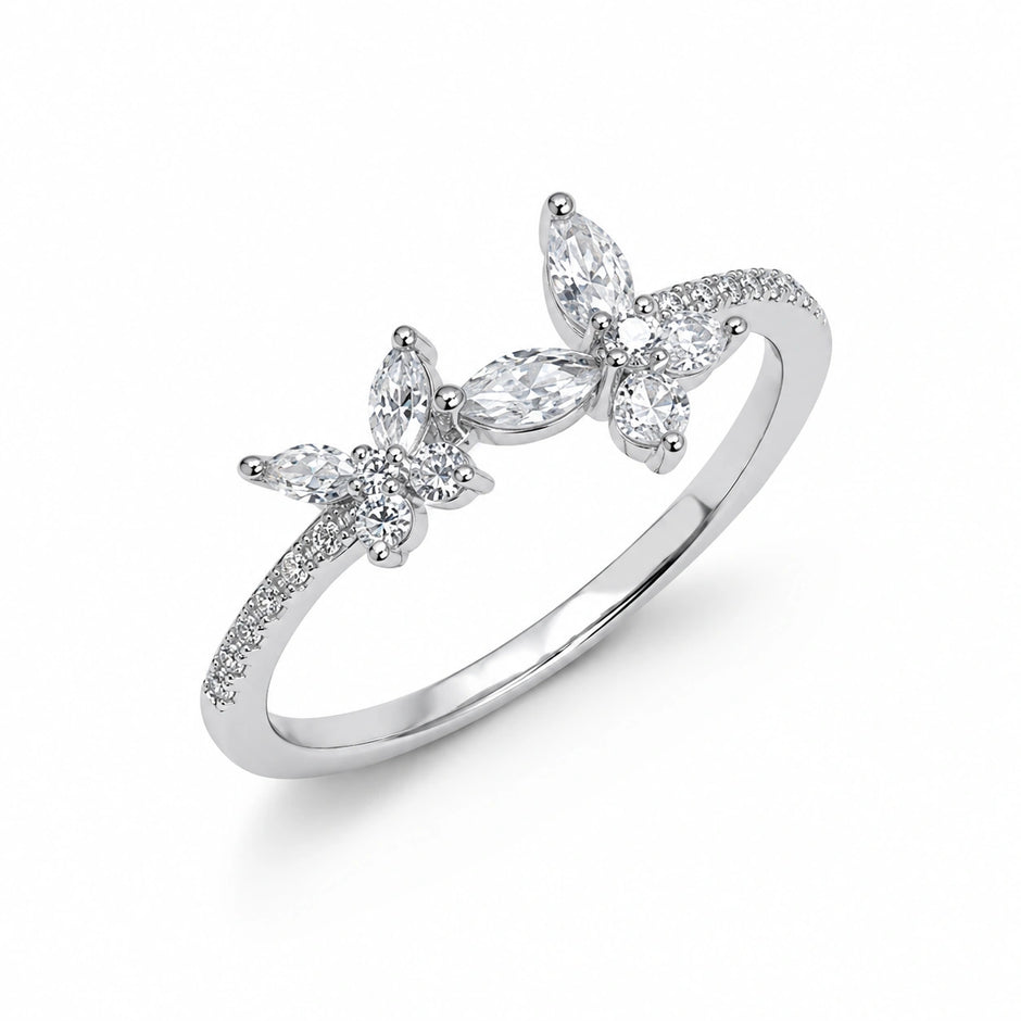 Butterfly Marquise CZ 925 Sterling Silver Ring for Women