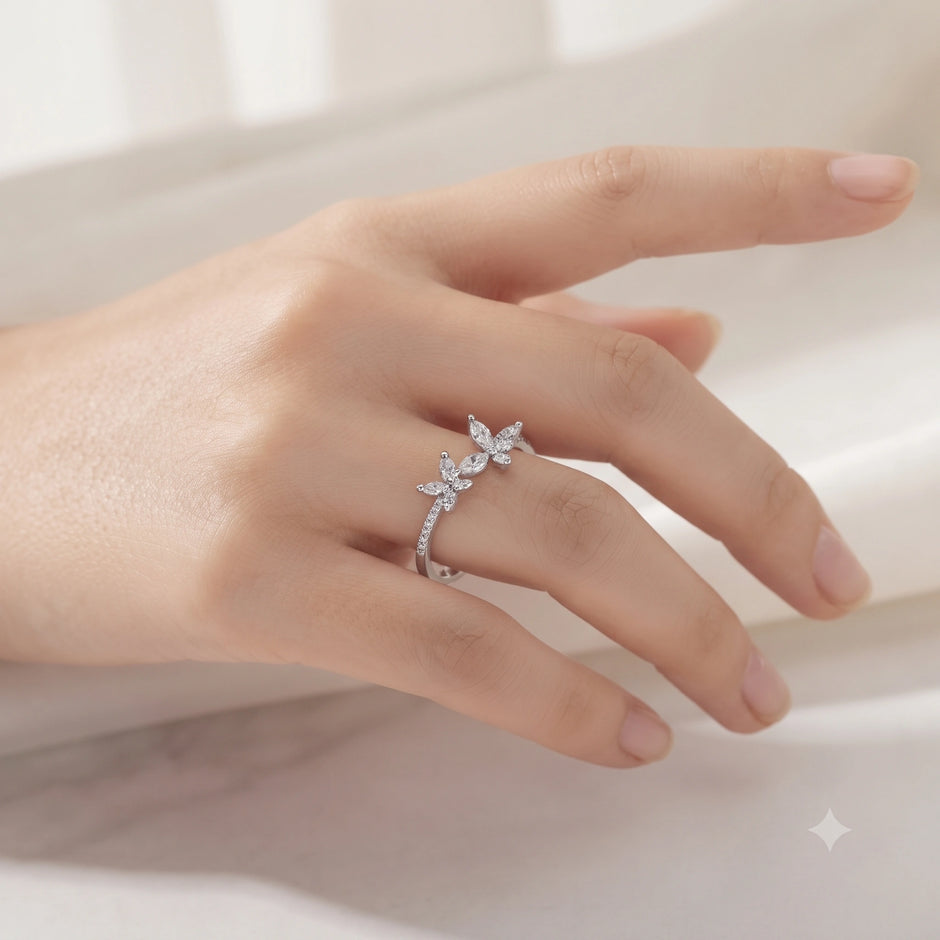 Butterfly Marquise CZ 925 Sterling Silver Ring for Women