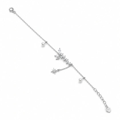 925 Sterling Silver Butterfly & Floral CZ Bracelet for Women