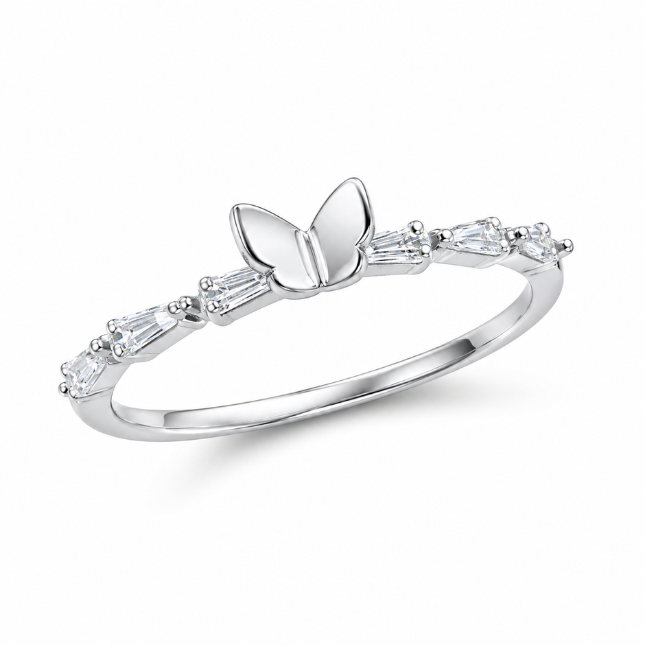 Butterfly CZ 925 Sterling Silver Ring for Women