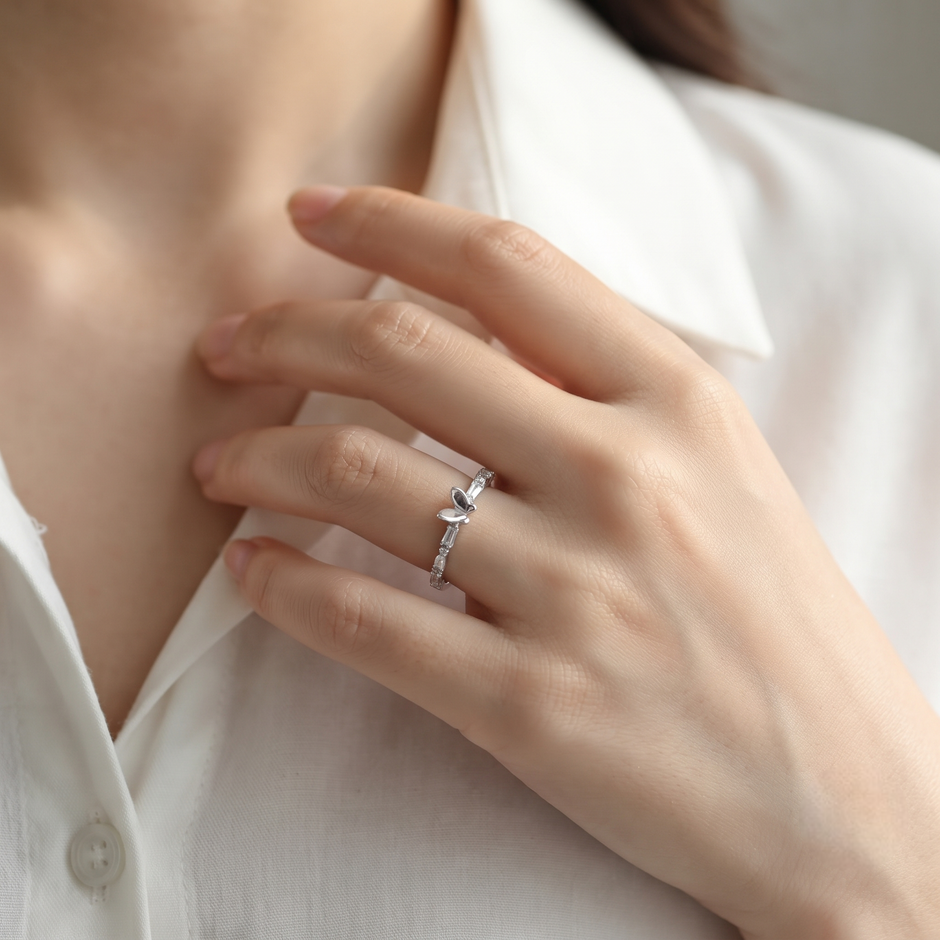 Butterfly CZ 925 Sterling Silver Ring for Women