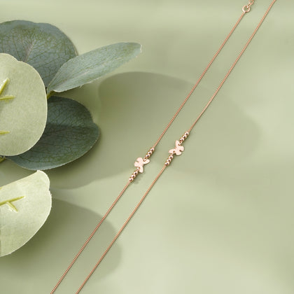 Minimal Butterfly Charm Rose Gold Anklets for Women