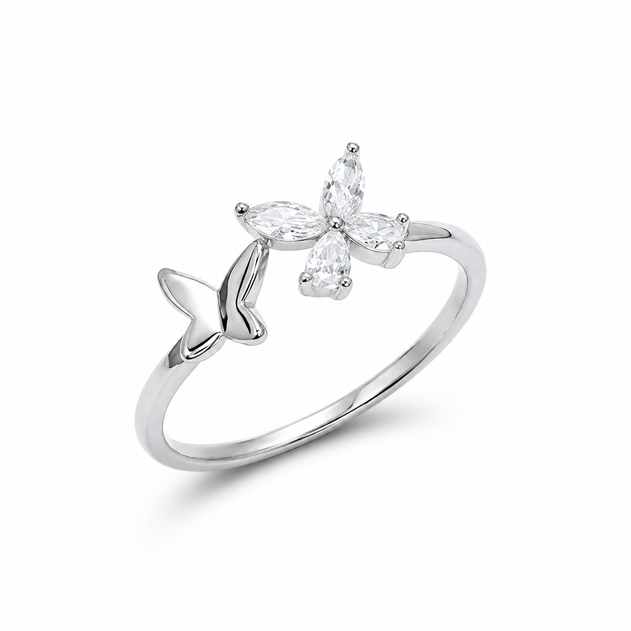 925 Sterling Silver Butterfly Open CZ Ring
