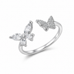 Butterfly & Floral Open Ring – 925 Sterling Silver Ring for Women