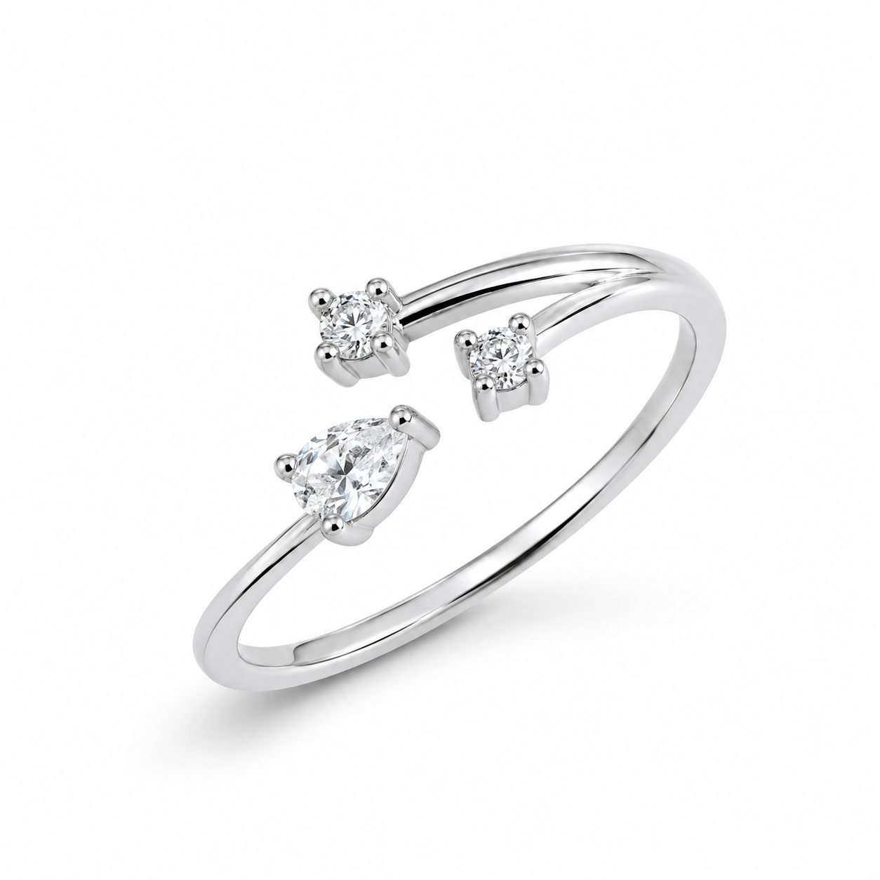 925 Sterling Silver Open CZ Ring on Gray Stone