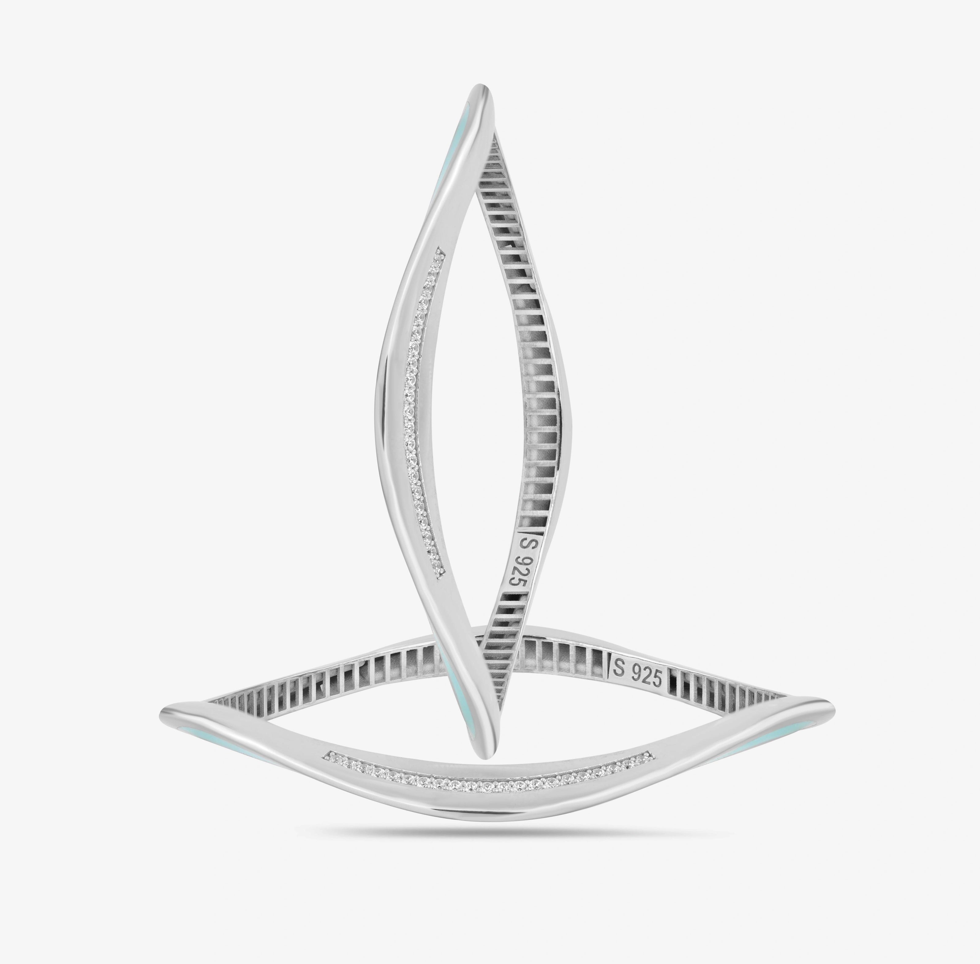 Celestial Curve Diamond-Look Sterling 925 Silver Bangle for Women