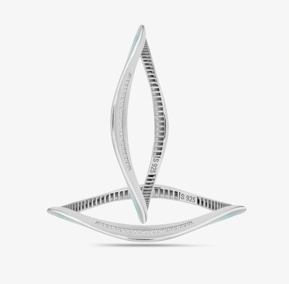 Celestial Curve Diamond-Look Sterling 925 Silver Bangle for Women