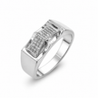 Curved CZ Design 925 Sterling Silver Men's Modern Statement Ring