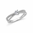 Heart Solitaire CZ 925 Sterling Silver Crossover Ring for Women