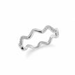 Wavy 925 sterling silver ring for women with round CZ stones