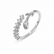 Tulip Floral CZ 925 Sterling Silver Open Ring for Women
