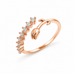 Rose Gold Tulip Floral CZ 925 Sterling Silver Open Ring for Women
