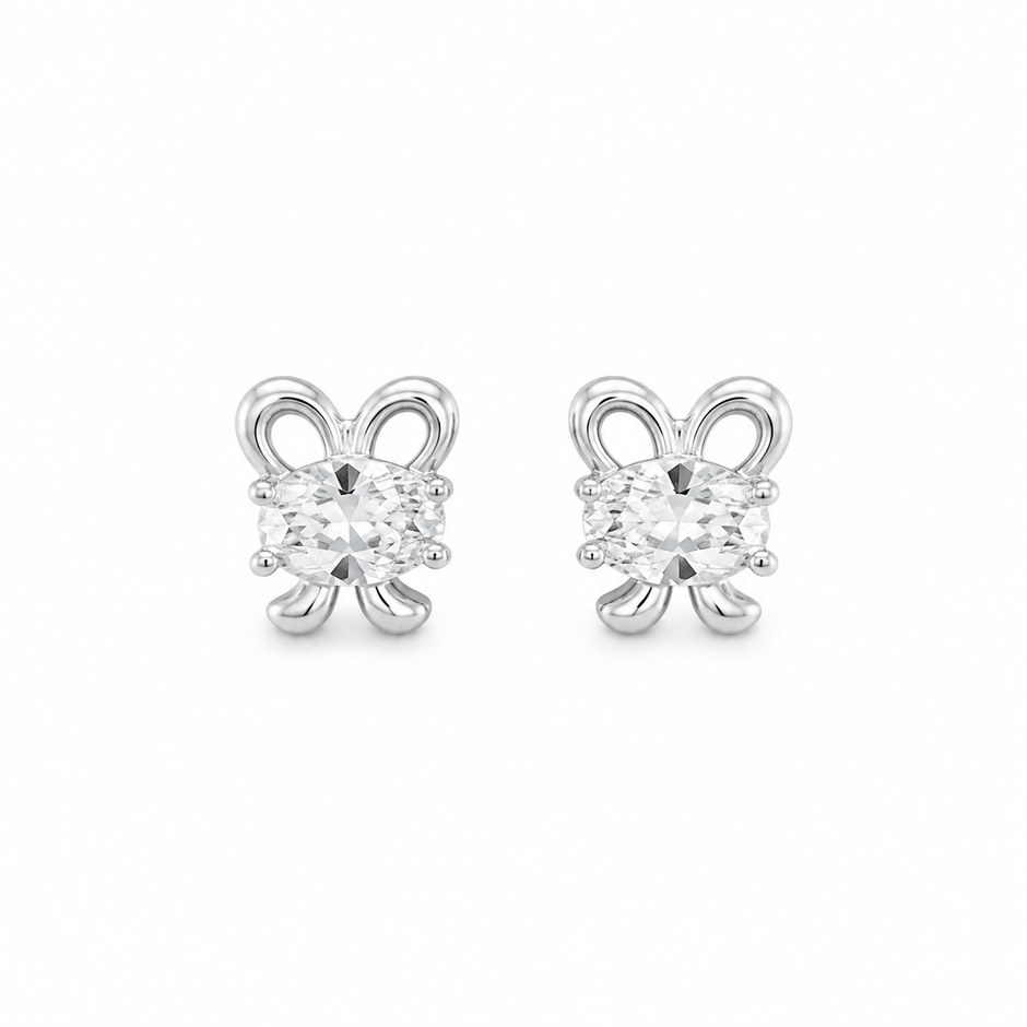 Butterfly CZ Diamond Design 925 Sterling Silver Stud Earrings for Women