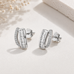 Baguette CZ Diamond Curve Hoop 925 Sterling Silver Earrings for Women