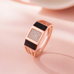 Square Design Modern Diamond 925 Sterling Silver Rose Gold Ring for men