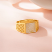 Square CZ Diamond Texture – 925 Sterling Silver Gold Ring for Men