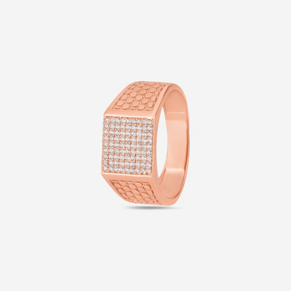 Elegant Diamond Cluster 925 Sterling Silver Rose Gold Ring for Men