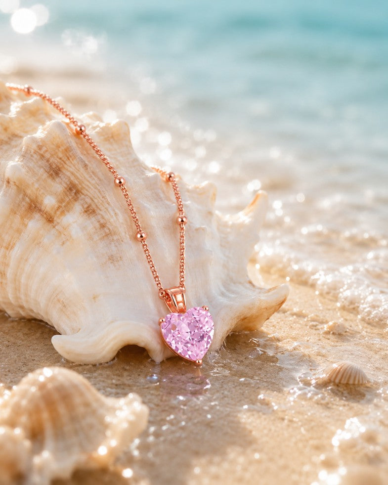 Blush Heart Design 925 Sterling Silver Rose Gold Pendant Chain for Women