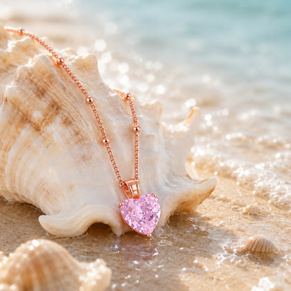 Blush Heart Design 925 Sterling Silver Rose Gold Pendant Chain for Women