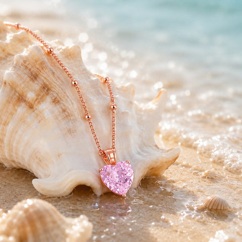 Blush Heart Design 925 Sterling Silver Rose Gold Pendant Chain for Women
