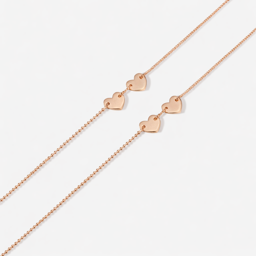 Blush Heart Design 925 Sterling Silver Rose Gold Anklet for Women