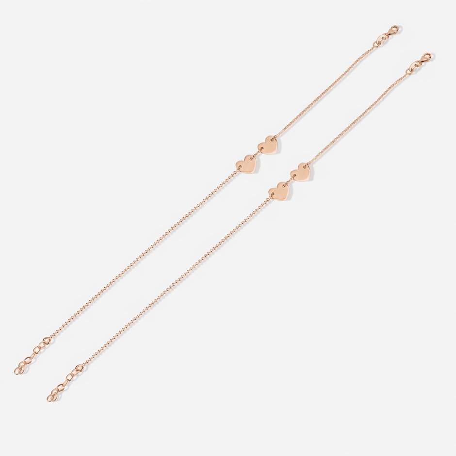 Blush Heart Design 925 Sterling Silver Rose Gold Anklet for Women