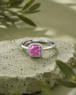 Pink Diamond Silver Ring