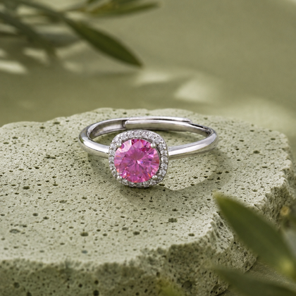 Pink Diamond Silver Ring