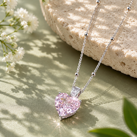 Heart Shape Radiance Diamond 925 Sterling Silver Pendant Chain for Women