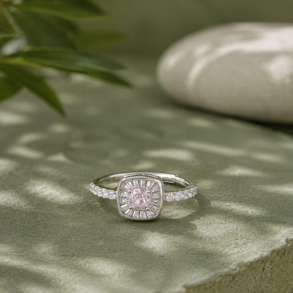 Pink Diamond Silver Ring