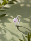 Pink Sparkle Stone Diamond Silver Ring