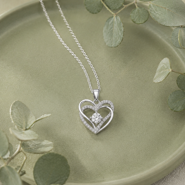 Royal Heart Diamond 925 Sterling Silver Pendant Chain for Women