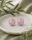 Pink Round Halo Earrings