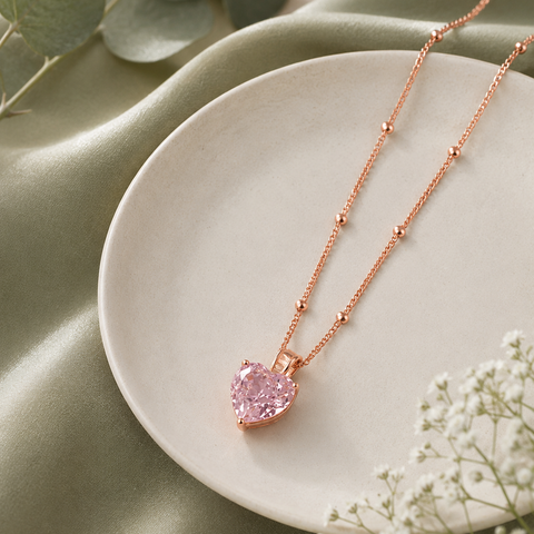 Blush Heart Design 925 Sterling Silver Rose Gold Pendant Chain for Women
