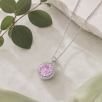 Blush Aura Diamond 925 Sterling Silver Pendant Chain for Women