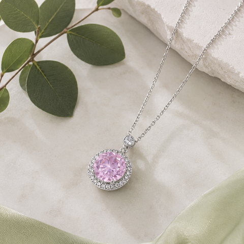 Blush Aura Diamond 925 Sterling Silver Pendant Chain for Women