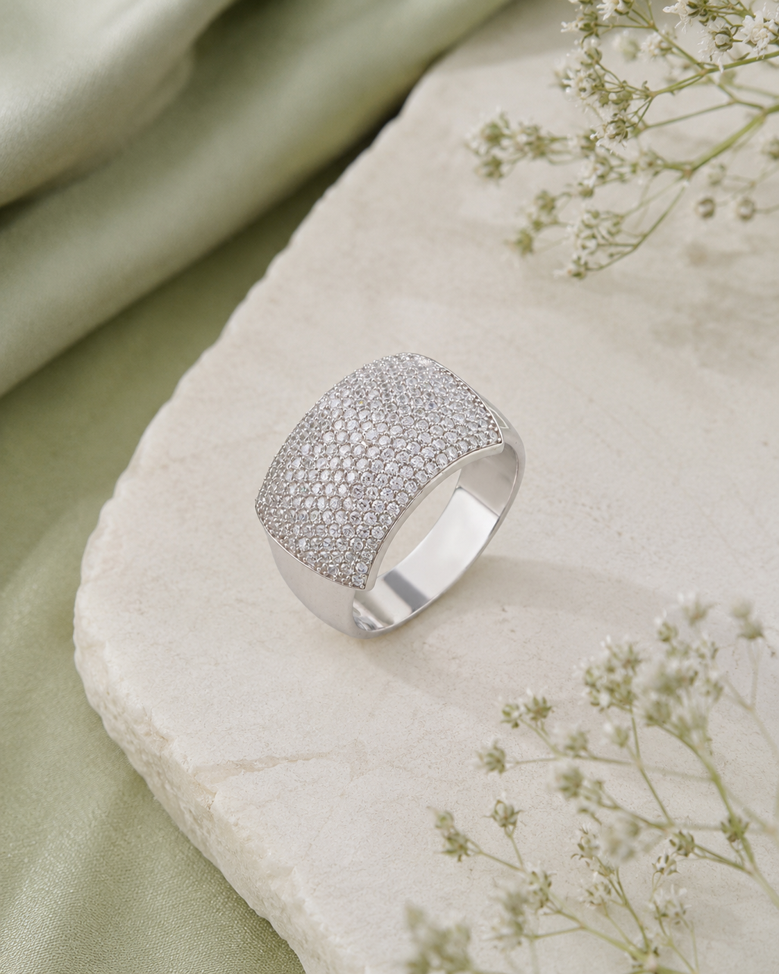 Luxury Diamond Dome Ring for Men in Sterling 925 Silver