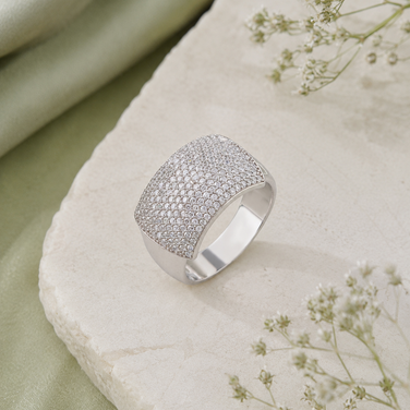 Luxury Diamond Dome Ring for Men in Sterling 925 Silver