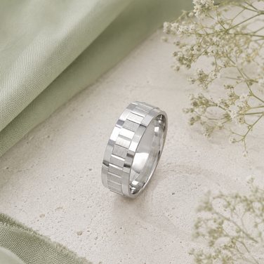 Modern Classic Pattern 925 Sterling Silver Couple Band for Men