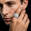 Luxury Diamond Dome Ring for Men in Sterling 925 Silver