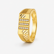 Triple Line CZ Men's Ring – 925 Sterling Silver Gold Ring for Men